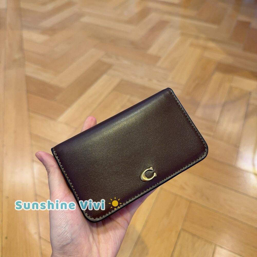 NWT Coach Essential Slim Card Case Wallet CR990 in Leather Brass/maple